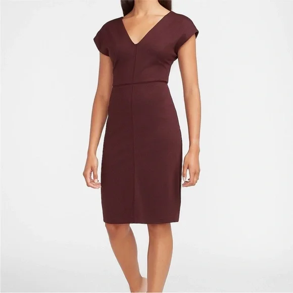 Express Women’s V-Neck Sheath Knee Length Dress               
Merlot - size M - Picture 2 of 8